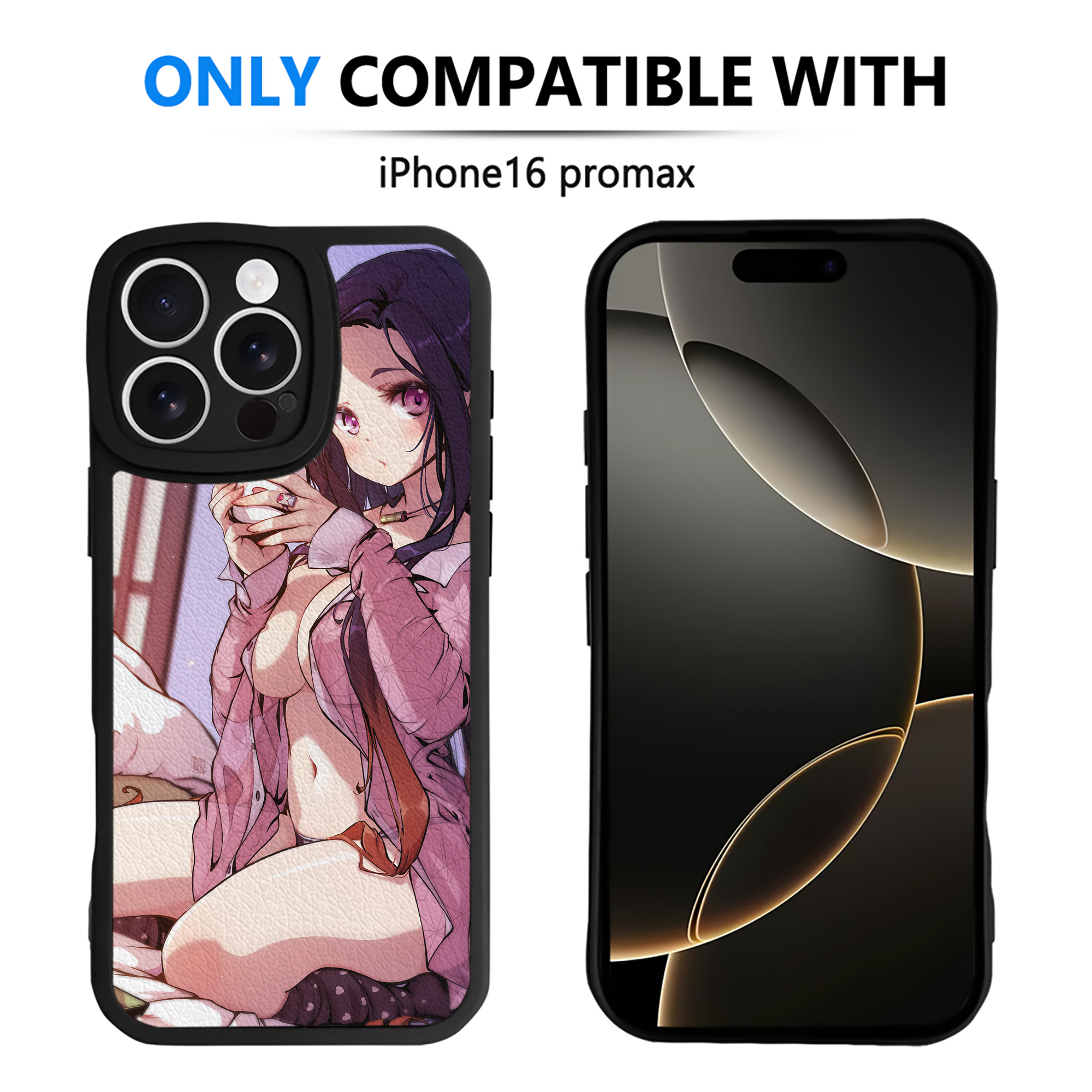 （画像用） 鬼滅の刃（きめつのやいば）竈門 禰󠄀豆子／かまど ねずこ Kamado Nezuko 【iPhone 16シリーズ対応】シリコンスマホケース（レザー調） 材質：シリコン